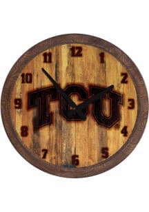 TCU Horned Frogs Branded Faux Barrel Top Wall Clock