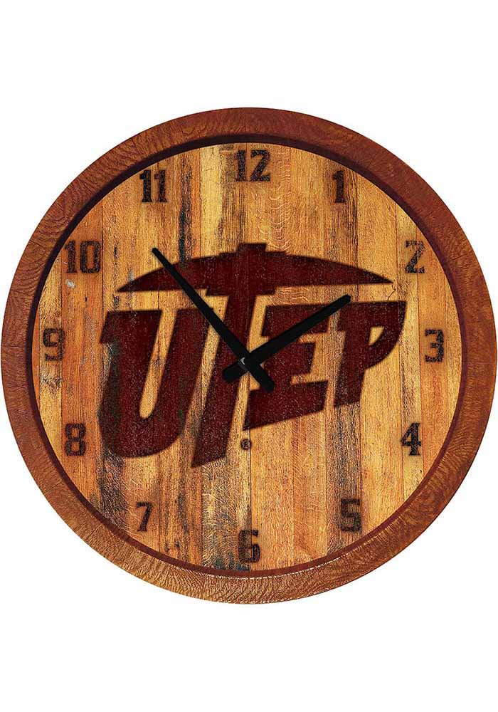 UTEP Miners Branded Faux Barrel Top Wall Clock