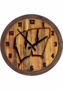 Wisconsin Badgers Branded Faux Barrel Top Wall Clock
