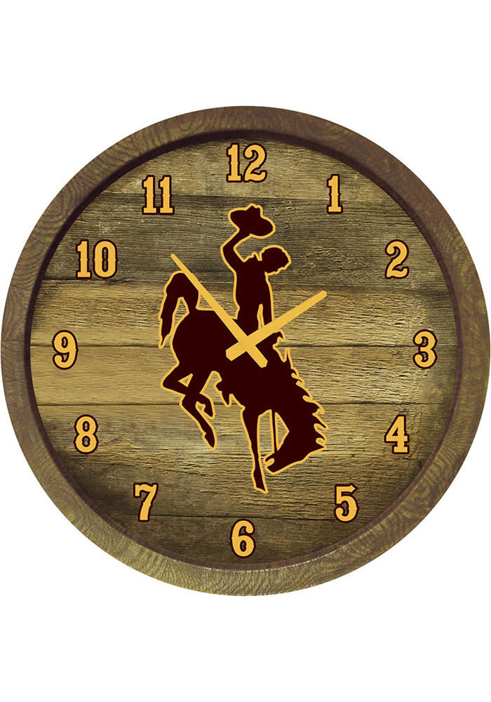 Wyoming Cowboys Faux Barrel Top Wall Clock