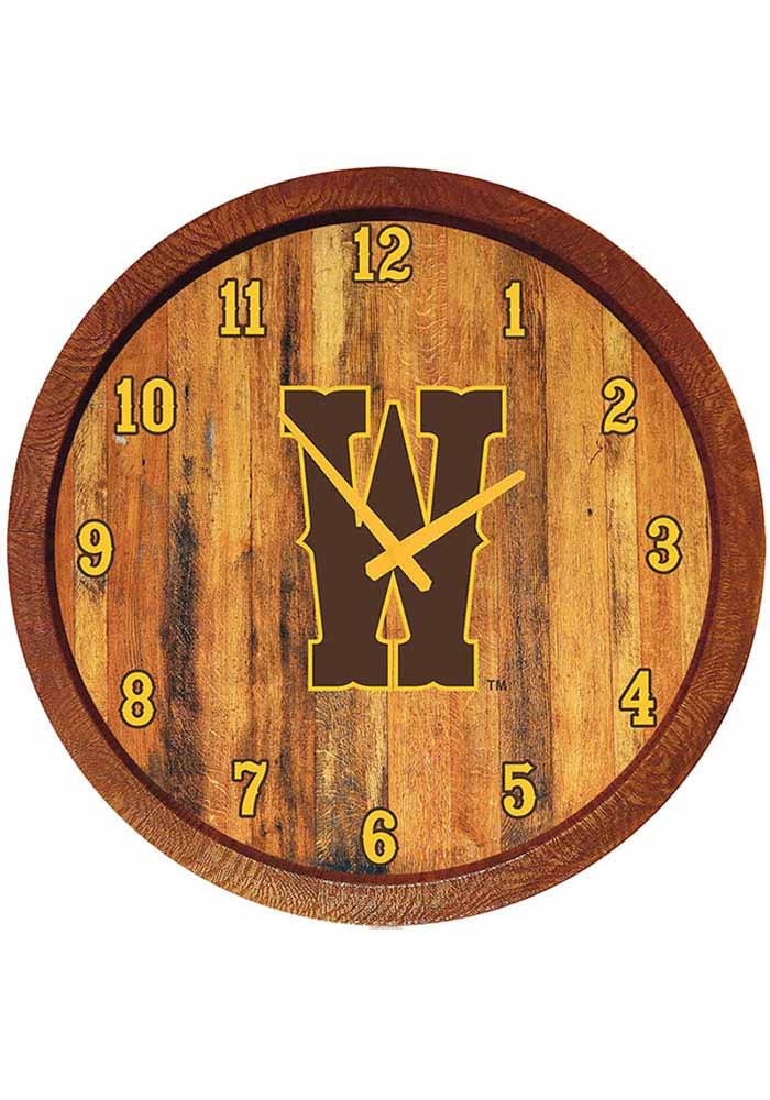 Wyoming Cowboys Letter Faux Barrel Top Wall Clock