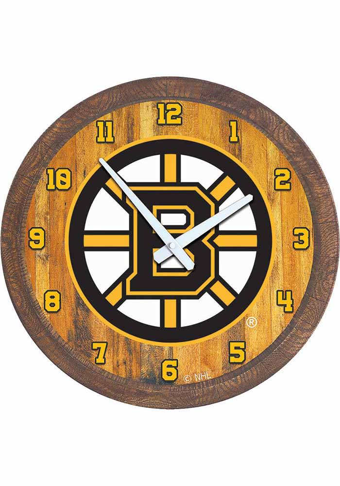 Boston Bruins Faux Barrel Top Wall Clock