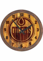 Edmonton Oilers Branded Faux Barrel Top Wall Clock