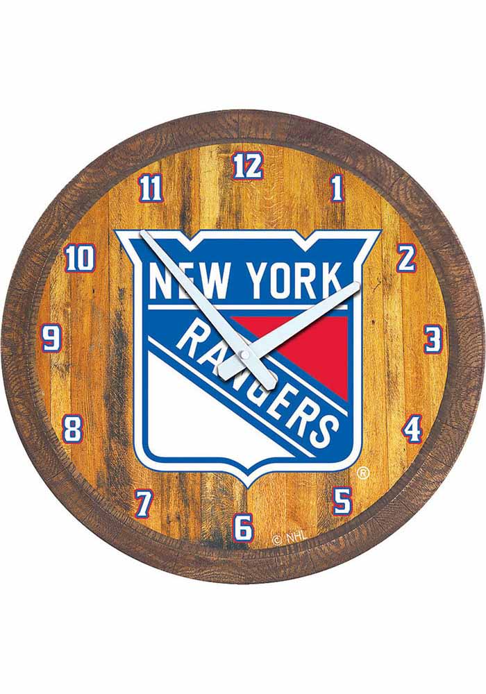 New York Rangers Faux Barrel Top Wall Clock - BLUE