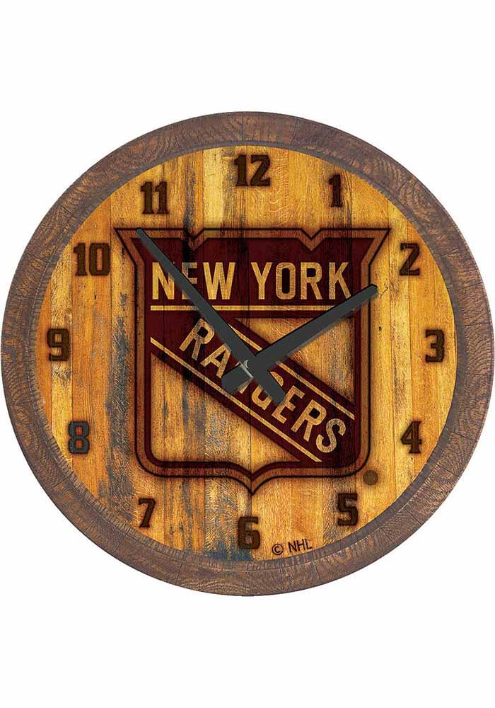 New York Rangers Branded Faux Barrel Top Wall Clock
