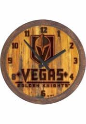 Vegas Golden Knights Branded Faux Barrel Top Wall Clock