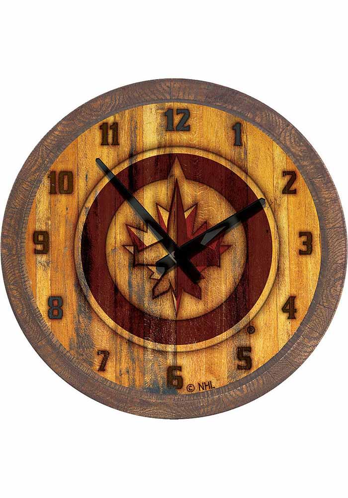 Winnipeg Jets Branded Faux Barrel Top Wall Clock