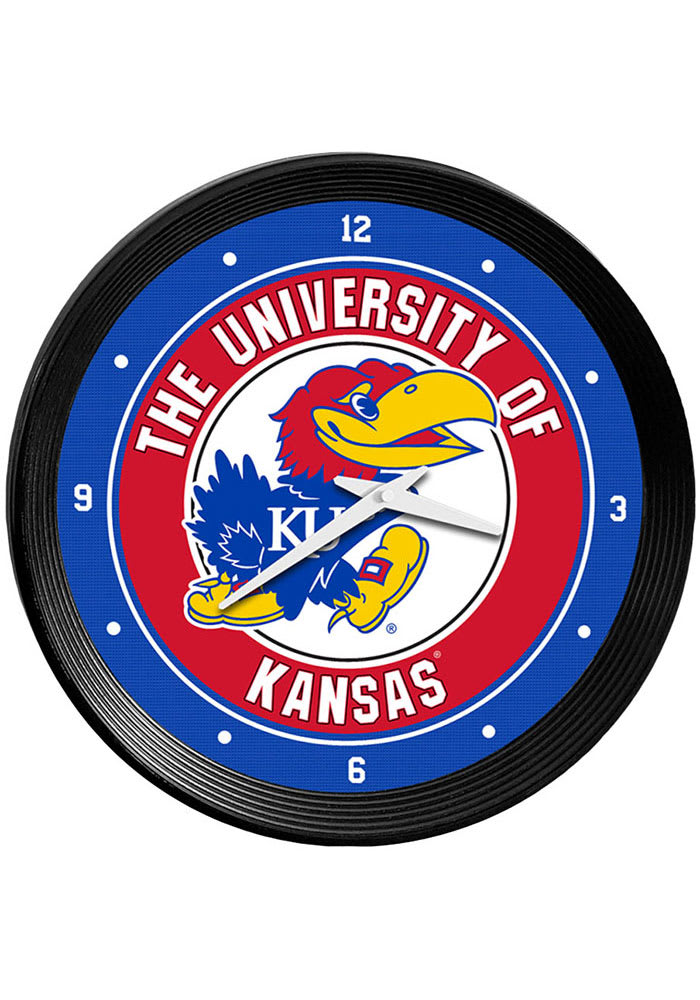 Kansas Jayhawks Ribbed Frame Wall Clock