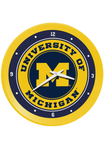 Michigan Wolverines Ribbed Frame Wall Clock