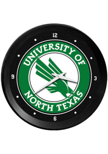 North Texas Mean Green Ribbed Frame Wall Clock