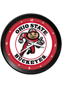 Ohio State Buckeyes Ribbed Frame Wall Clock