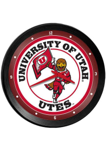 Utah Utes Ribbed Frame Wall Clock