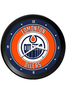 Edmonton Oilers Ribbed Frame Wall Clock