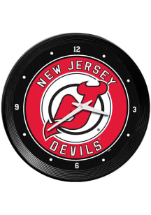 New Jersey Devils Ribbed Frame Wall Clock