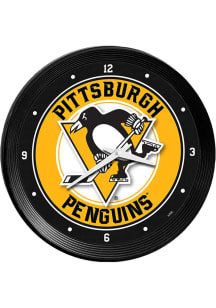 Pittsburgh Penguins Ribbed Frame Wall Clock