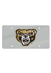 Oakland University Golden Grizzlies Logo on Silver Car Accessory License Plate