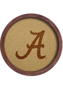 The Fan-Brand Alabama Crimson Tide Logo Faux Barrel Framed Cork Board Sign