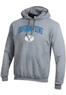 Champion BYU Cougars Mens Grey Grandma Script Powerblend Long Sleeve Hoodie