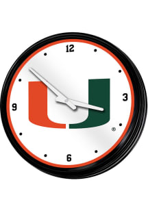 Miami Hurricanes Retro Lighted Wall Clock