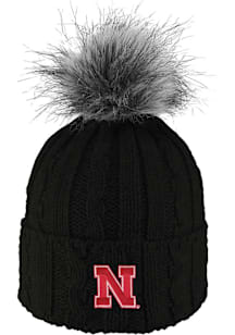 LogoFit Nebraska Cornhuskers Black Alps Pom Womens Knit Hat