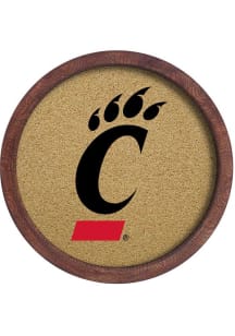 The Fan-Brand Cincinnati Bearcats Logo Faux Barrel Framed Cork Board Sign