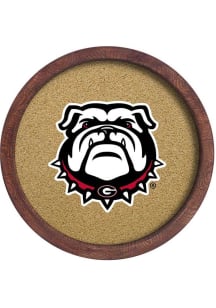 The Fan-Brand Georgia Bulldogs Mascot Faux Barrel Framed Cork Board Sign