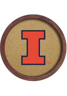 The Fan-Brand Illinois Fighting Illini Faux Barrel Framed Cork Board Sign