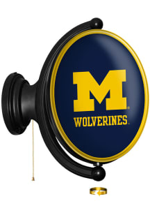 The Fan-Brand Michigan Wolverines Oval Rotating Lighted Sign