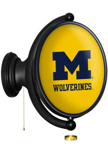 The Fan-Brand Michigan Wolverines Oval Rotating Lighted Sign
