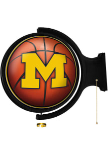 The Fan-Brand Michigan Wolverines Basketball Round Rotating Lighted Sign