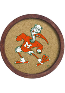 The Fan-Brand Miami Hurricanes Mascot Faux Barrel Framed Cork Board Sign