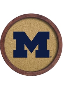 The Fan-Brand Michigan Wolverines Faux Barrel Framed Cork Board Sign