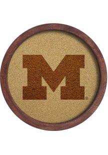 The Fan-Brand Michigan Wolverines Faux Barrel Framed Cork Board Sign