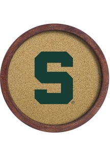 The Fan-Brand Michigan State Spartans Block S Faux Barrel Framed Cork Sign