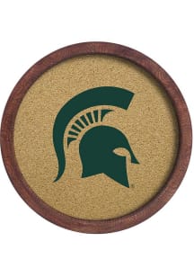 The Fan-Brand Michigan State Spartans Faux Barrel Framed Cork Board Sign