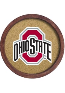 The Fan-Brand Ohio State Buckeyes Faux Barrel Framed Cork Board Sign