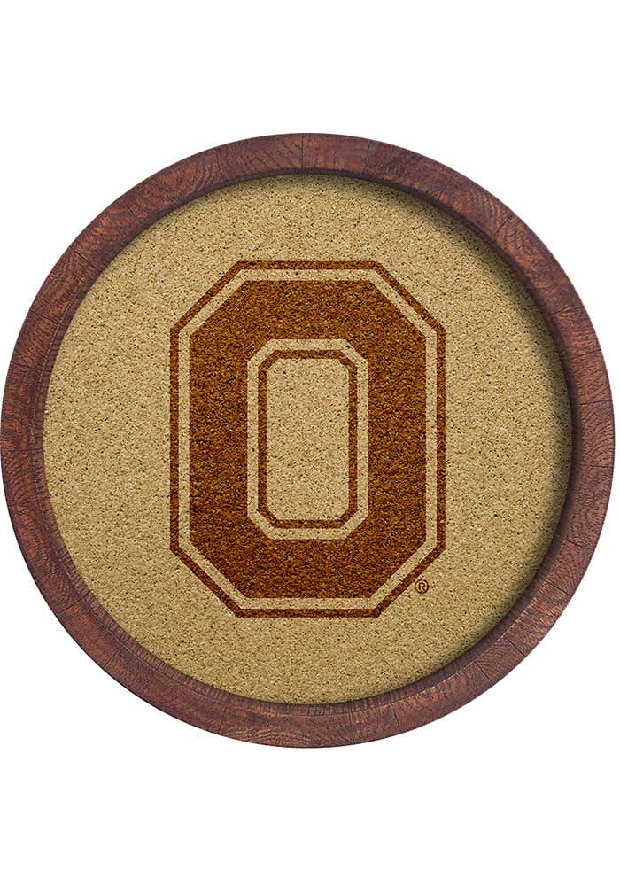 The Fan Brand Ohio State Buckeyes Faux Barrel Framed Cork Board Sign