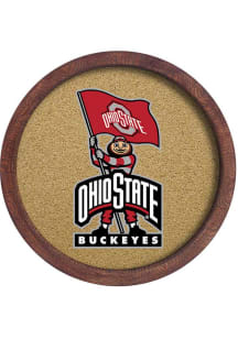 The Fan-Brand Ohio State Buckeyes Brutus Faux Barrel Framed Cork Board Sign