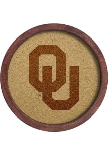 The Fan-Brand Oklahoma Sooners Faux Barrel Framed Cork Board Sign