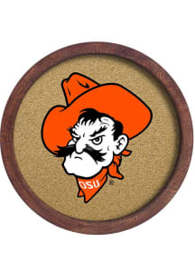 The Fan-Brand Oklahoma State Cowboys Mascot Faux Barrel Framed Cork Board Sign
