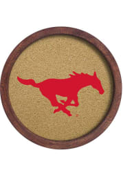 SMU Mustangs Faux Barrel Framed Cork Board Sign