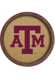 Texas A&M Aggies Faux Barrel Framed Cork Board Sign