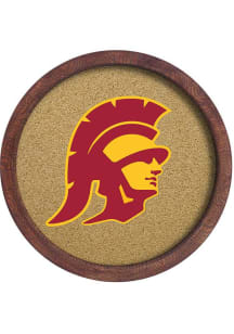 The Fan-Brand USC Trojans Mascot Faux Barrel Framed Cork Board Sign