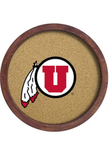 The Fan-Brand Utah Utes Faux Barrel Framed Cork Board Sign