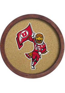 The Fan-Brand Utah Utes Mascot Faux Barrel Framed Cork Board Sign