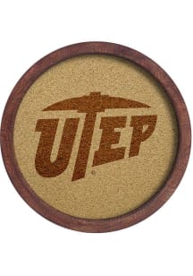 The Fan-Brand UTEP Miners Faux Barrel Framed Cork Board Sign