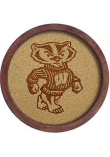 The Fan-Brand Wisconsin Badgers Mascot Faux Barrel Framed Cork Board Sign