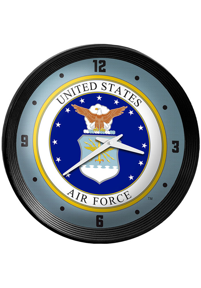 Air Force Seal Ribbed Frame Wall Clock