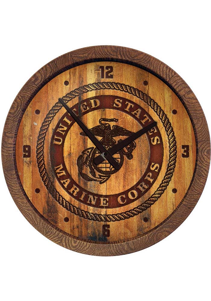 Marine Corps Seal Branded Faux Barrel Top Wall Clock