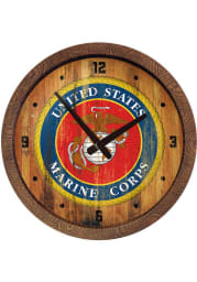 Marine Corps Seal Weathered Faux Barrel Top Wall Clock